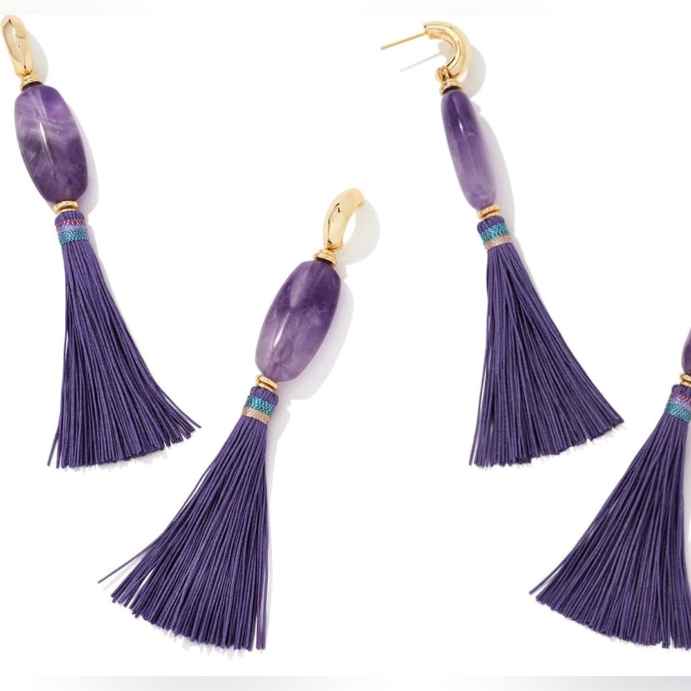 Kendra Scott Insley Tassel Statement Earrings ✨ Purple Amethyst Amazonite